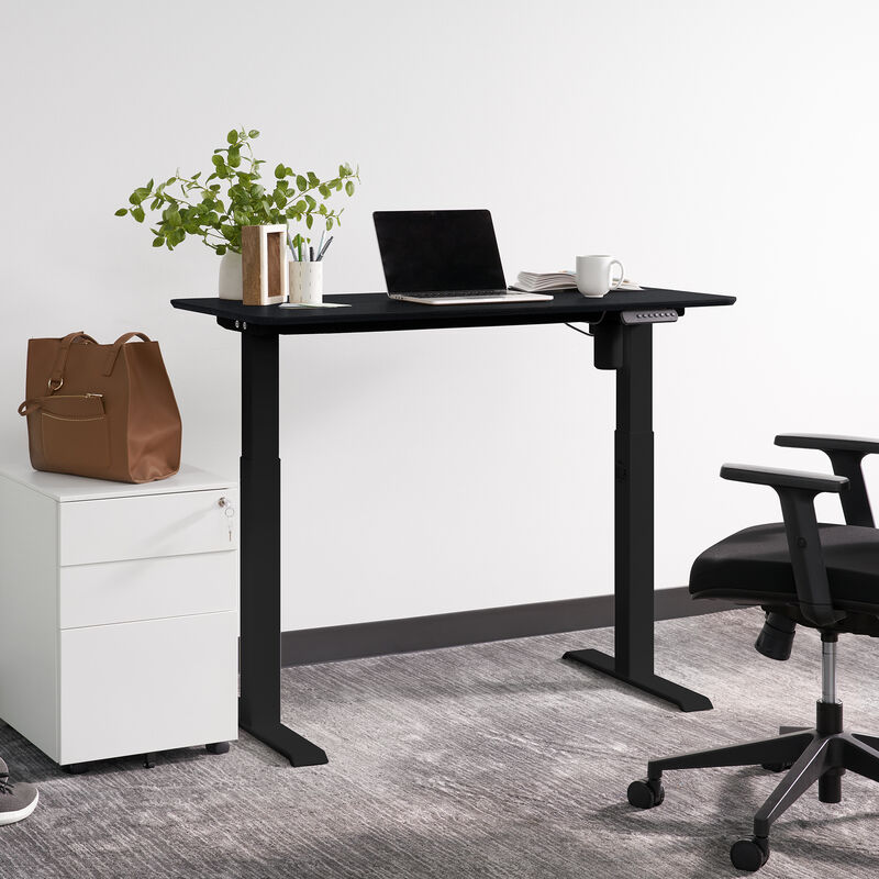 raised essential electric split top standing desk black desk image number null